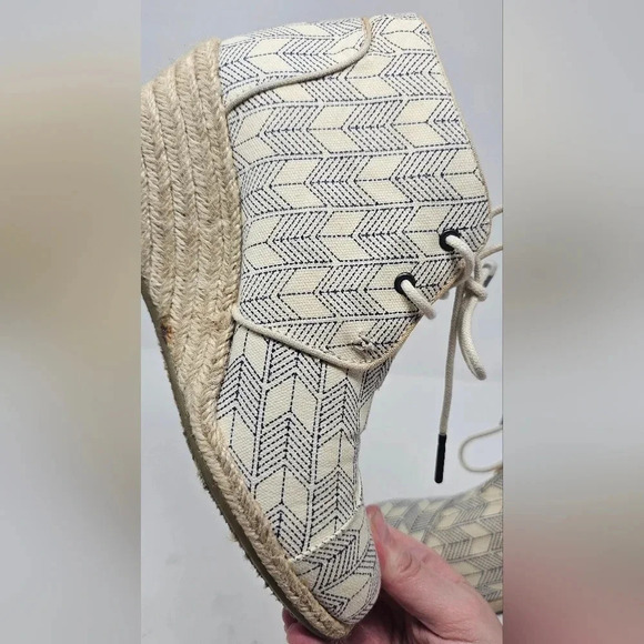 TOMS Desert Wedge Ink Sashiko Espadrilles Ankle Booties Size 7.5 - Picture 7 of 12